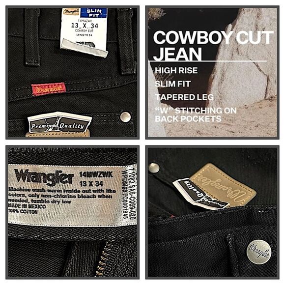 Wrangler Cowboy Cut High Rise Slim Fit Tapered Leg Jeans 13x34 - Picture 12 of 16